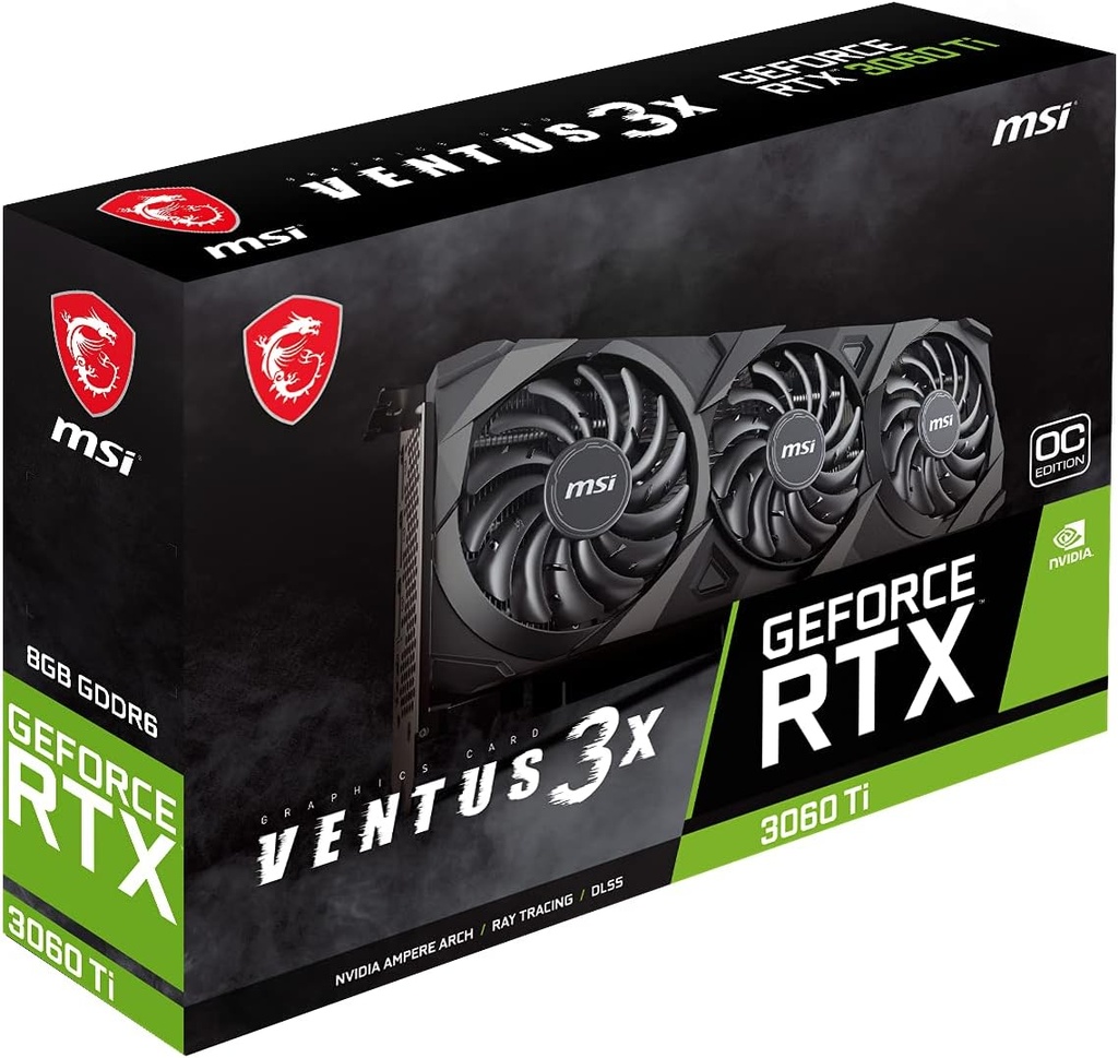 [RTX 3060 Ti Ventus 3X 8G OC LHR] Graphics Card MSI Gaming GeForce RTX 3060 Ti LHR 8GB GDRR6 256-Bit HDMI/DP Torx Fan 3 Ampere Architecture (RTX 3060 Ti Ventus 3X 8G OC LHR)